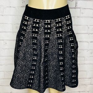 Anthropologie Black Moth Jacquard Knit Skater Animal Print Small Skirt